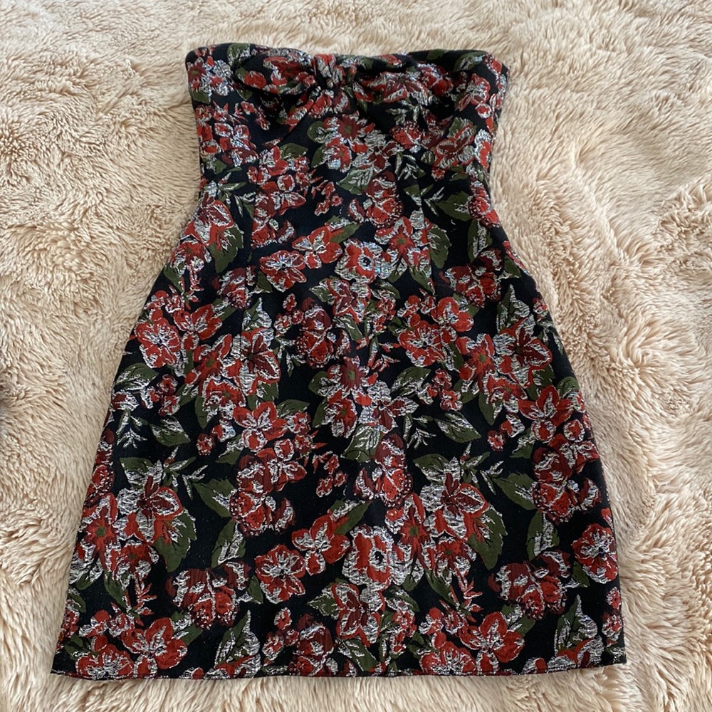 Holiday strapless mini dress